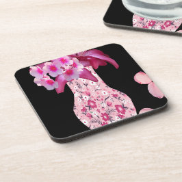 Porta-copo Floral Xadrez Rosa na Moda
