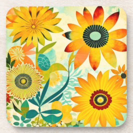 Porta-copo Flores Amarelas de Arte Folclórica bonito