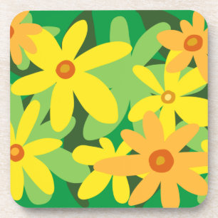 Porta-copo Flores amarelas e laranja