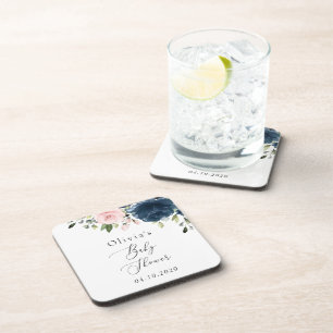 Porta-copo Flores Azuis marinhos, Flores Rosa, Chá de fraldas