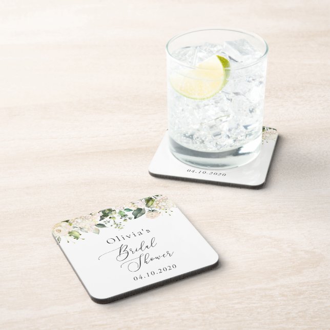 Porta-copo Flores brancas, Flores de Creme, Boho, Chá de pane (Lado Direito)