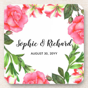 Porta-copo Flores Cor-de-Água Rosa Círculo Design