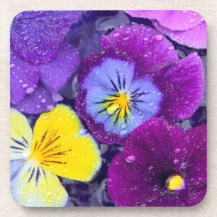Porta-copo Flores de amor-perfeito flutuando em banho de páss