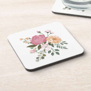 Porta-copo Flores de aquarela