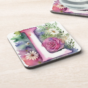 Porta-copo Flores de Aquarelas Coloridas do Monograma Persona