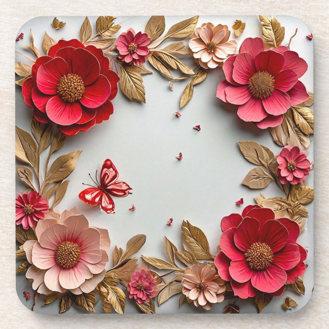 Porta-copo Flores de arte em papel (Frente)