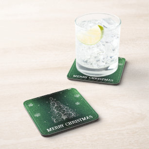 Porta-copo Flores de Árvore de Natal e Flocos de Neve Verde