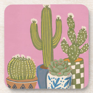 Porta-copo Flores de Cacto Rosa
