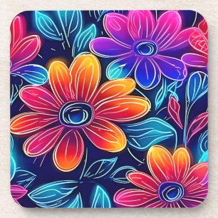 Porta-copo Flores de Neon Florescem Radiantes