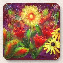 Porta-copo Flores Florais Abstrato de Arte Flor Amarelo