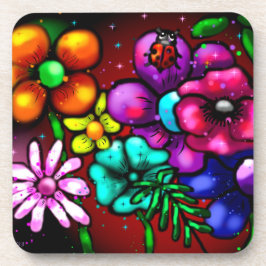 Porta-copo Flores Florais Estilo Grafite Whimsical Ladybug