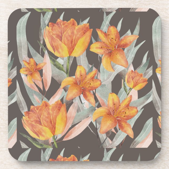 Porta-copo flores laranja (Frente)