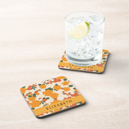 Porta-copo Flores Laranja, Padrão De Flores, Seu Nome
