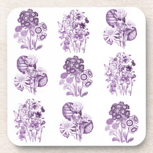 Porta-copo Flores monocromáticas em roxo (Frente)