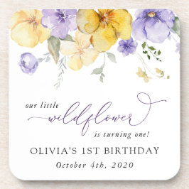 Porta-copo Flores Roxas, Flores Amarelas, Primeiro Aniversári
