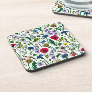 Porta-copo Flores silvestres em branco