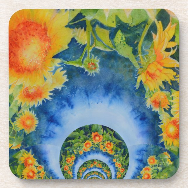 Porta-copo Flores solares elegantes da boêmia (Frente)