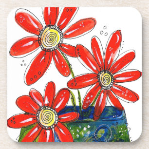 Porta-copo Flores Vermelhas Whimsical