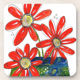 Porta-copo Flores Vermelhas Whimsical