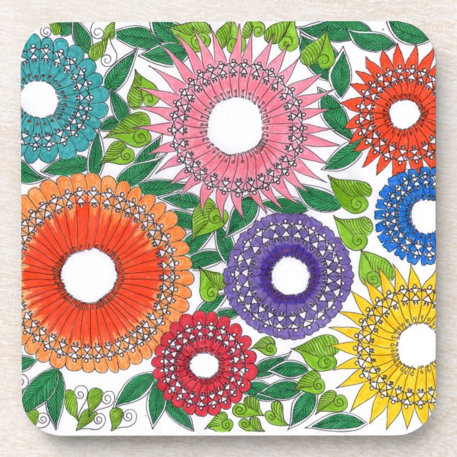 Porta-copo flores warli (Frente)