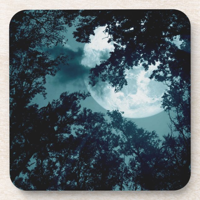 Porta-copo Floresta Noturna Encantadora com Lua Cheia (Frente)