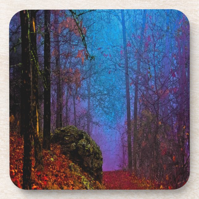 Porta-copo Floresta Pintada Outono Névoa Roxa (Frente)