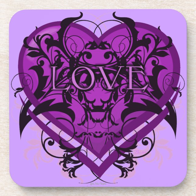 Porta-copo Flourish tribal Purple Heart do gótico com AMOR (Frente)
