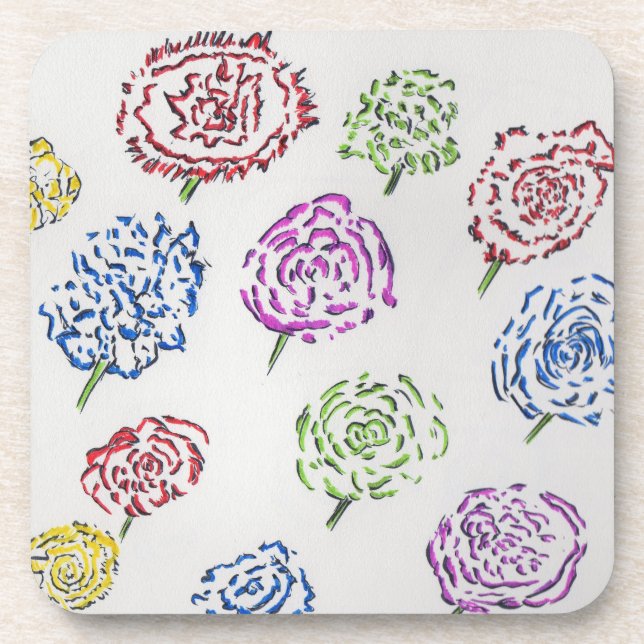 Porta-copo Flower Art Hard Plastic Coaster (Frente)