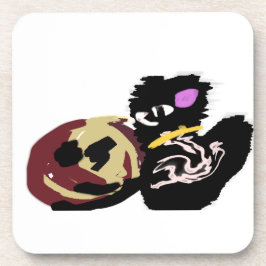 Porta-copo Fluffy Black Cat Jack o Lantern fun