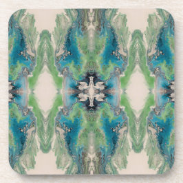 Porta-copo Fluido Artístico Abstrato em Aqua e Verde