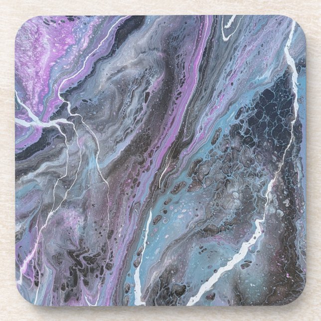 Porta-copo Fluxo Roxo & Azul Abstracto (Frente)