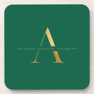 Porta-copo Foco Disciplina Sucesso Design Minimalista Dourado