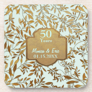 Porta-copo Folgas do 50º Aniversário de Casamento Dourado