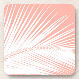 Porta-copo Folha de palma - branca em rosa-coral
