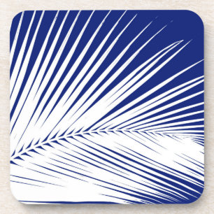 Porta-copo Folha de palma - marinho azul e branco