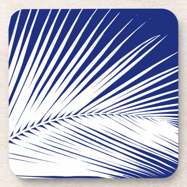 Porta-copo Folha de palma - marinho azul e branco (Frente)