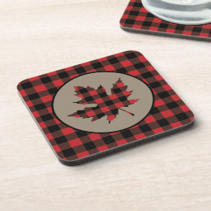 Porta-copo Folha de Xadrez de Buffalo Negro Vermelho
