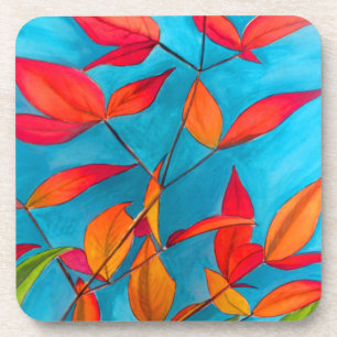 Porta-copo Folhas de laranja Arte original do outono