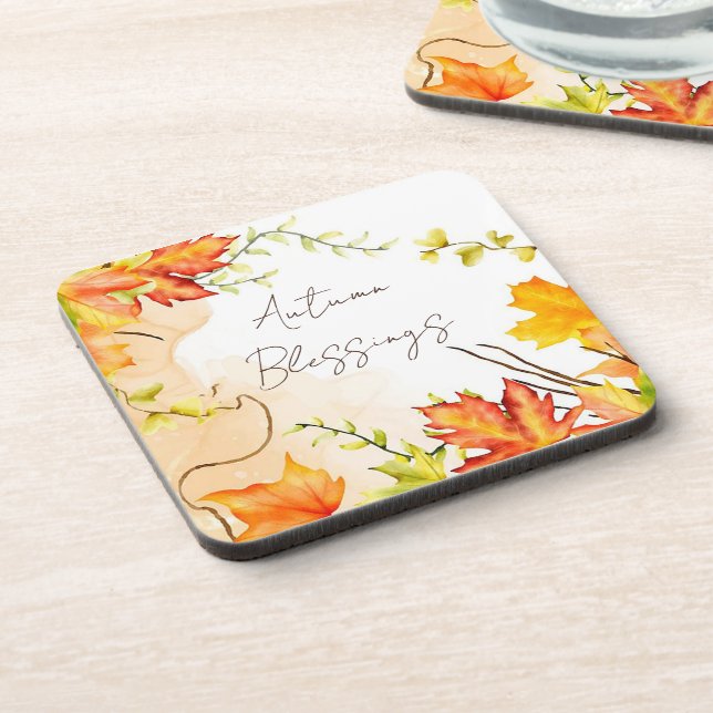 Porta-copo Folhas de mapeamento de outono com texto personali (Left Side)