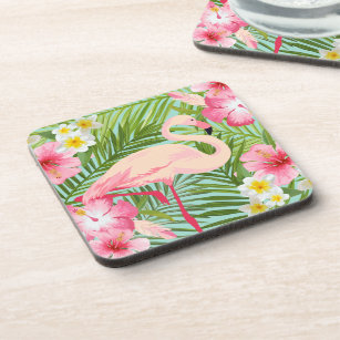 Porta-copo Folhas de Palma Flamingo Floral, Rosa Tropicais