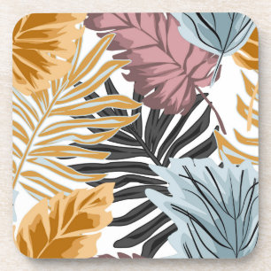 Porta-copo Folhas de palma, tropicais, botânicas, selvas, flo