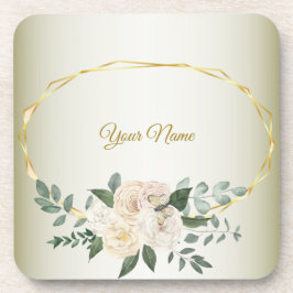 Porta-copo Folhas de Verdura de Casamento Floral Rosa Geométr