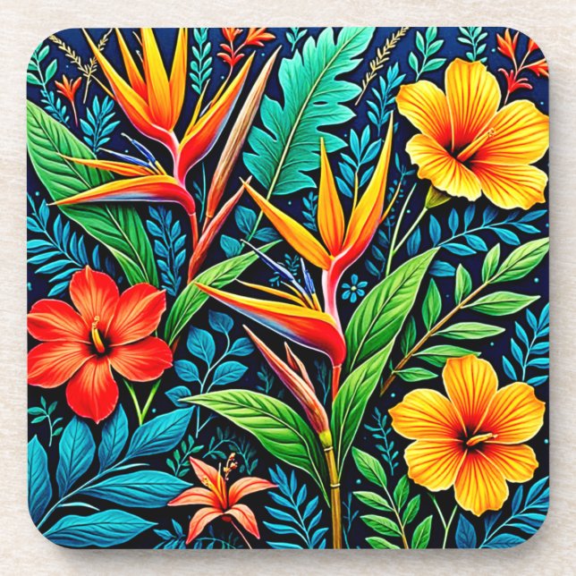 Porta-copo Folhas Tropicais Arte em Flor (Frente)