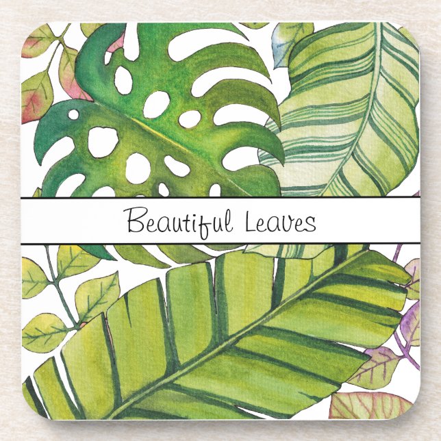 Porta-copo Folhas Tropicais Cujas Cores De Água (Frente)