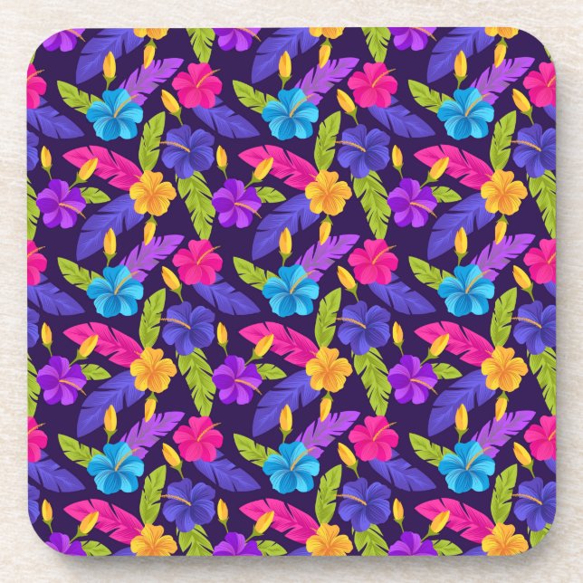Porta-copo Folhas tropicais e flores Padrão-23857 (Frente)