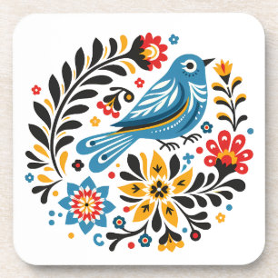 Porta-copo Folksy Bluebird e flores selvagens