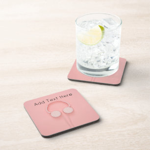 Porta-copo Fones de ouvido rosa com fios