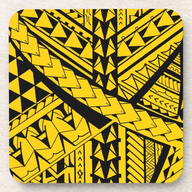 Porta-copo Formas e símbolos tribais samoanos/polinésios (Frente)