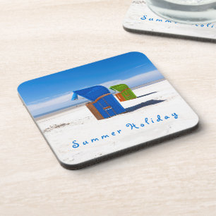 Porta-copo Foto da cadeira de praia azul de verão