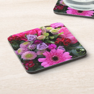 Porta-copo Foto de Buquê de Flores Rosa e Violeta